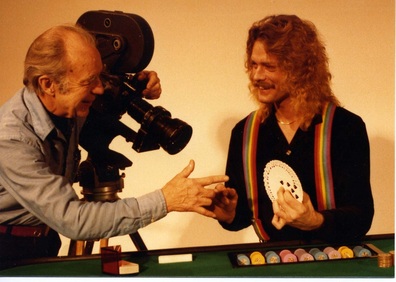 Steven Carlson on the movie set Jackpot, 1981
